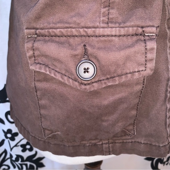 French Cuff Sz M Brown Safari Style Jacket with Patch Pockets and Self Tie Belt - Picture 8 of 10